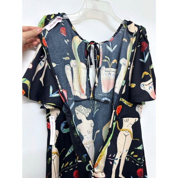 NWT Lisa Says Gah Penelope Museo Nero Print Midi Dress Black Statue Vase S - Picture 14 of 15